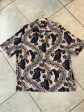 Men’s Louis Vuitton Shirt Short Sleeve Floral Green and Blue Size XXL EUC
